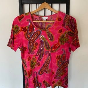 Womans Multi Colored Top with Sequins and Beads by Avenue